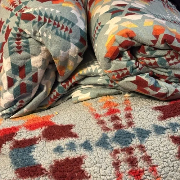 Pendleton King Sherpa Blanket/king flannel sheets/&body pillow- Legend Lake Aqua - Picture 4 of 4